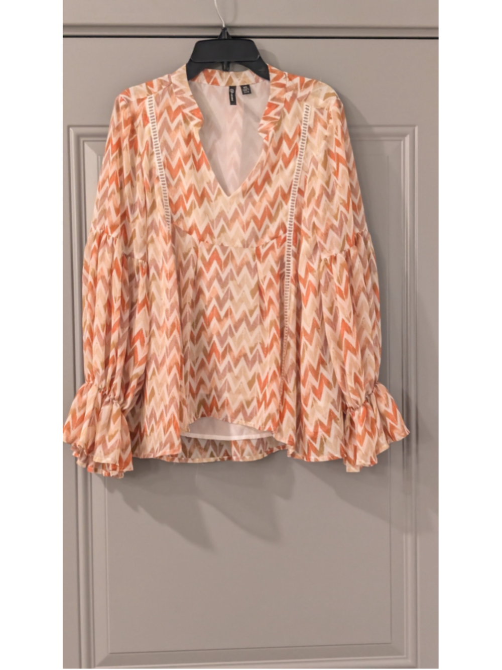Women's Versona Chevron Print Blouse XS Orange Beige